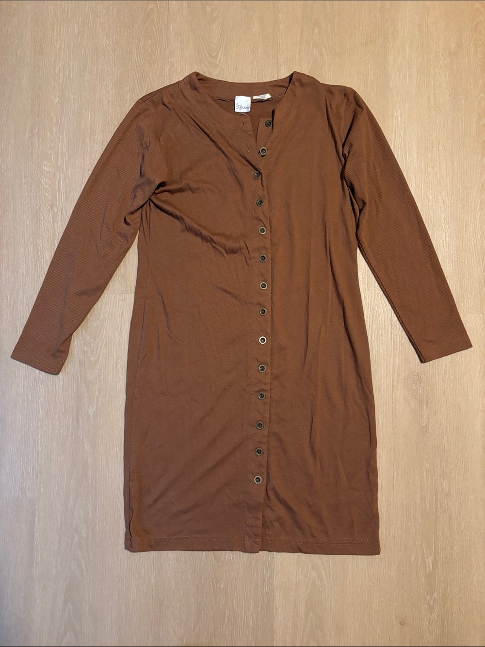 Styleworks Vintage Brown Long Sleeve Button Down Cardigan Dress size Medium